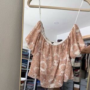 Lulu's Peach Floral Off-Shoulder Blouse